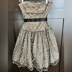 Strapless Black and Gold Jessica McClintock Dress